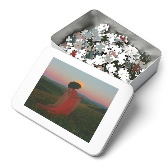 Flower Meadows 04 Jigsaw Puzzle with Tin