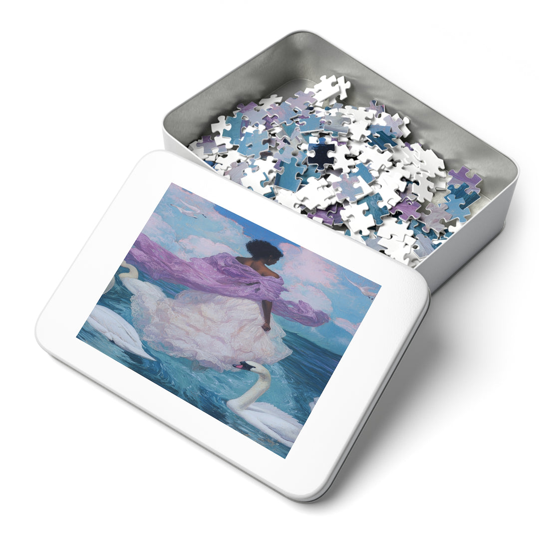 Black Swan 01- Jigsaw 252 Piece Puzzle with Tin