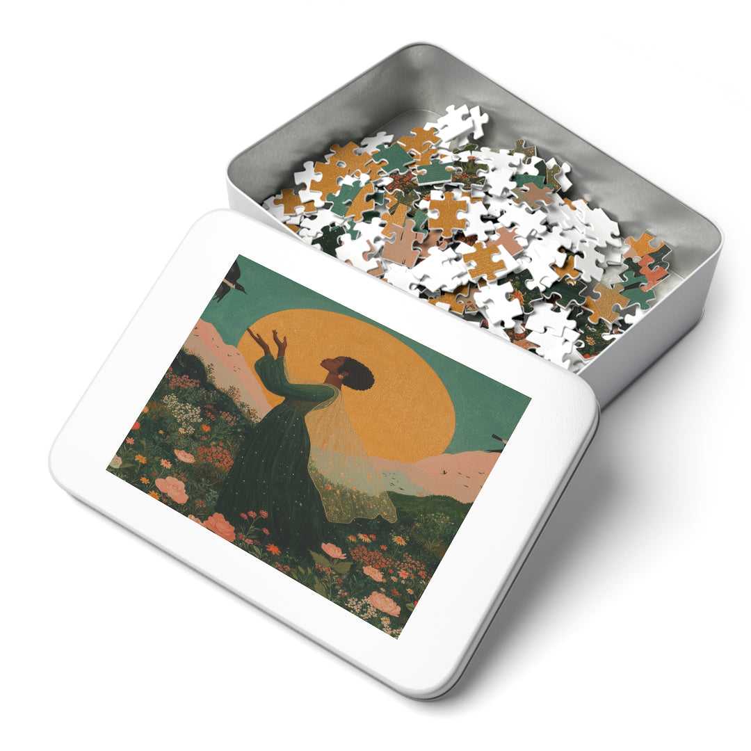 Flower Meadows 02 Jigsaw Puzzle with Tin