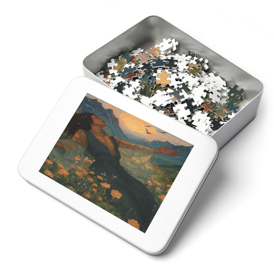 Flower Meadows 06 Jigsaw Puzzle with Tin