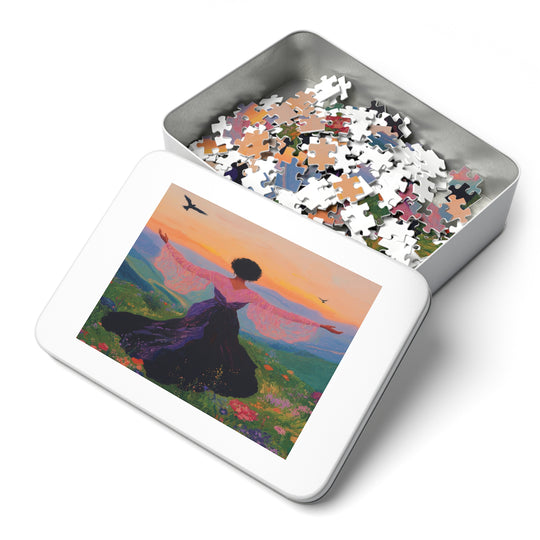 Flower Meadows 03 Jigsaw Puzzle with Tin